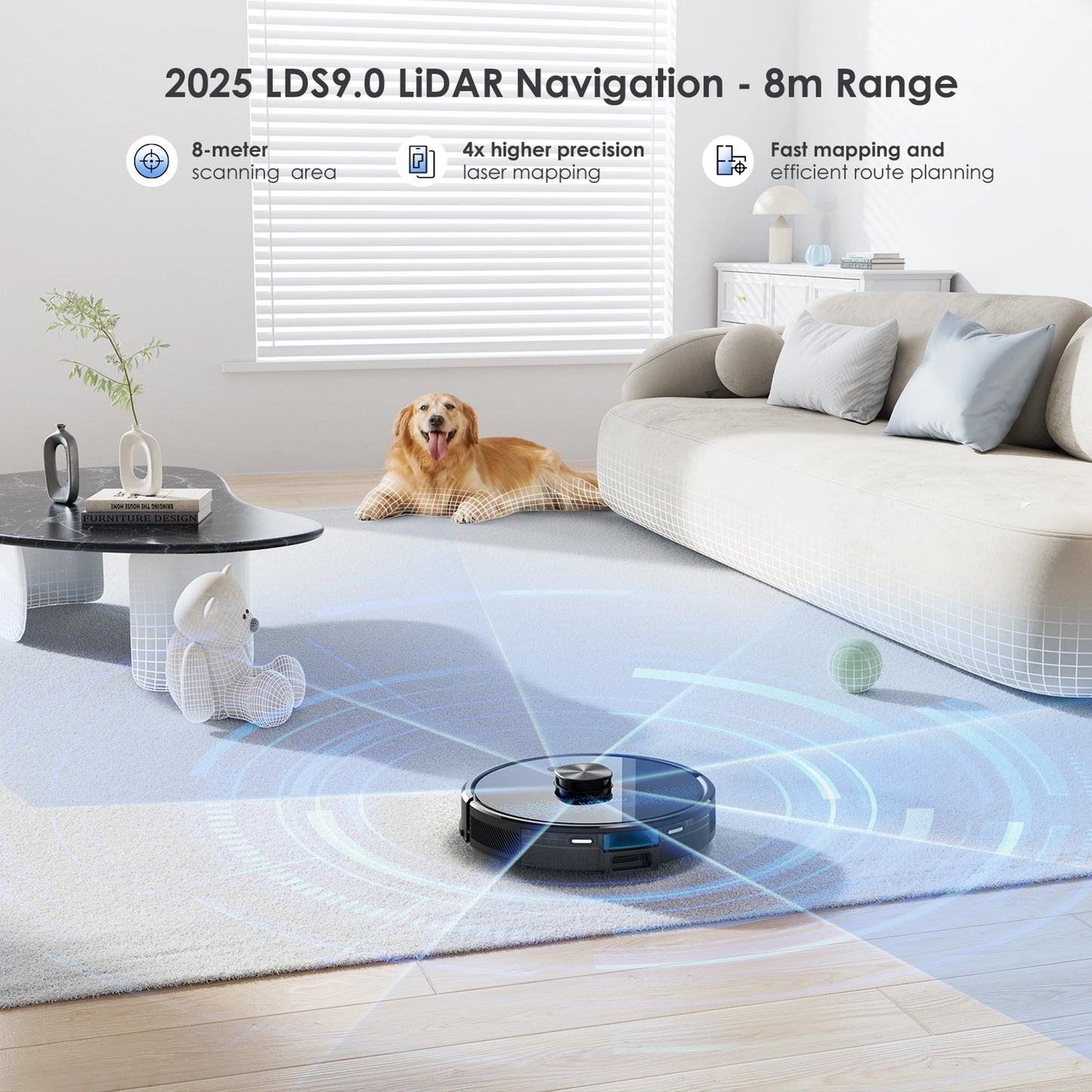 Lubluelu SL60 Ultra 3-in-1 Robot Vacuum Mop, 5000Pa Suction, Tackles Pet Hair
