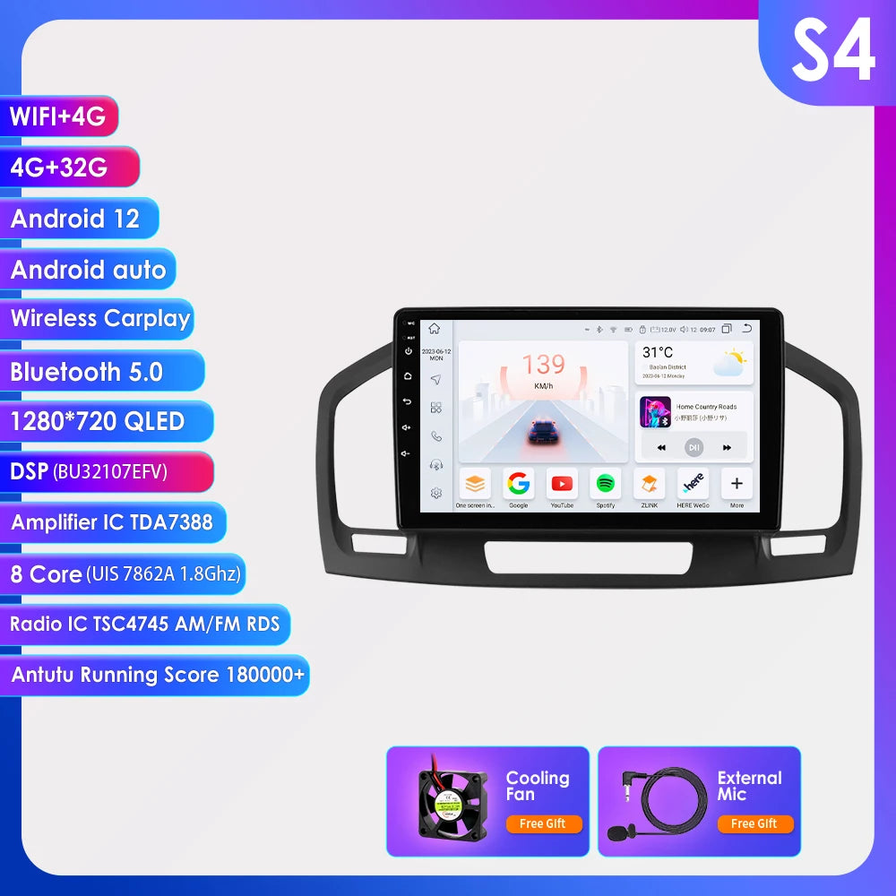 2Din Android 13 CarPlay Stereo 7862 WIFI For Opel Insignia 2009-2013
