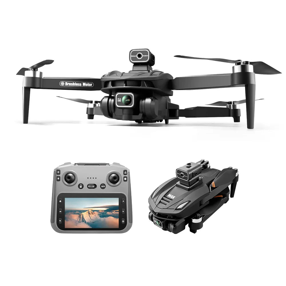 8K-GPS obstacle avoidance brushless drone with remote control and screen, featuring 'V168 PRO MAX' branding.