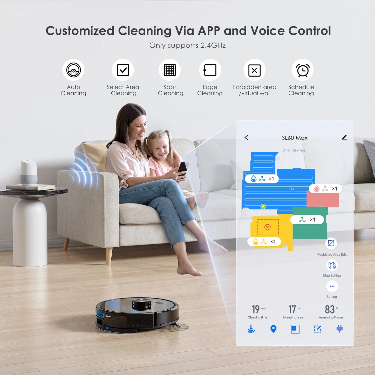 Lubluelu SL60 Ultra 3-in-1 Robot Vacuum Mop, 5000Pa Suction, Tackles Pet Hair