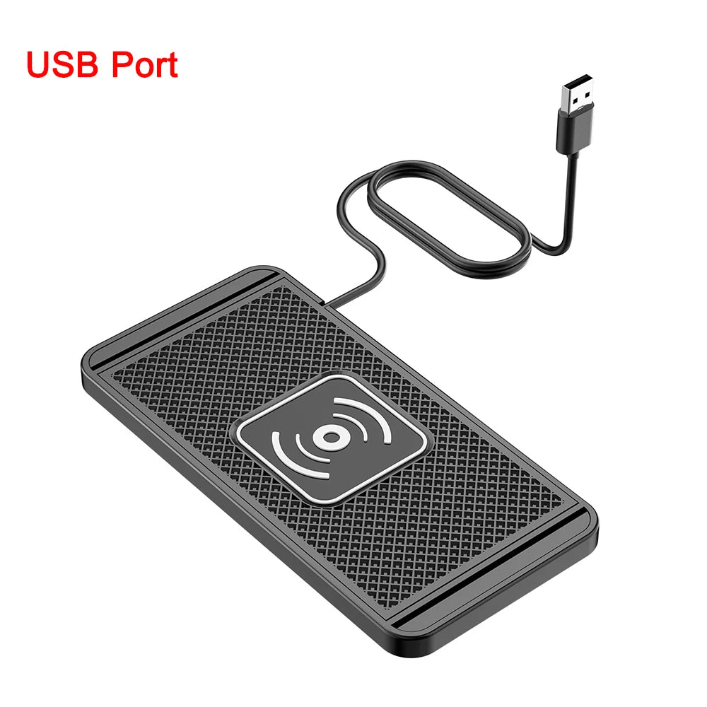 Fast Wireless Car Charger for iPhone 16-12, X & Samsung S24-S23, Silicone Pad