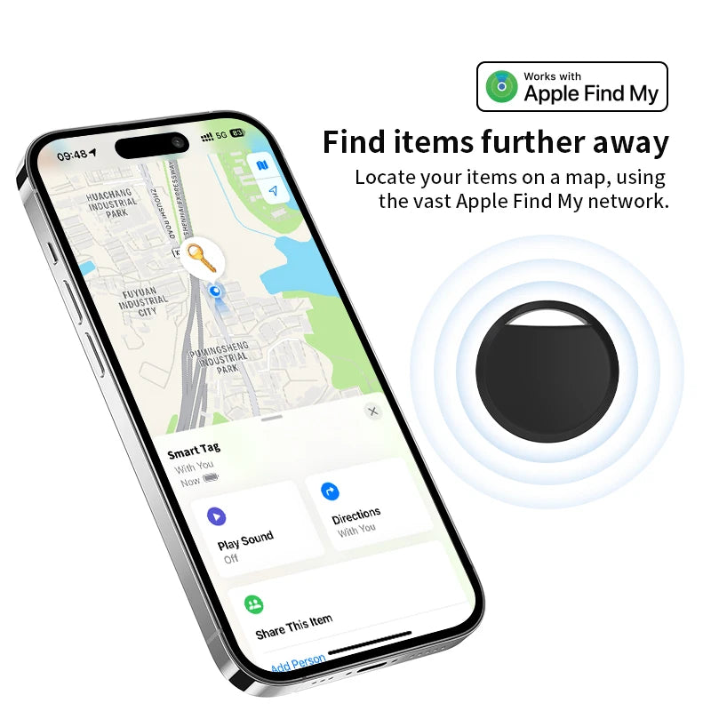 GPS Tracker Compatible with Apple Devices via Find My