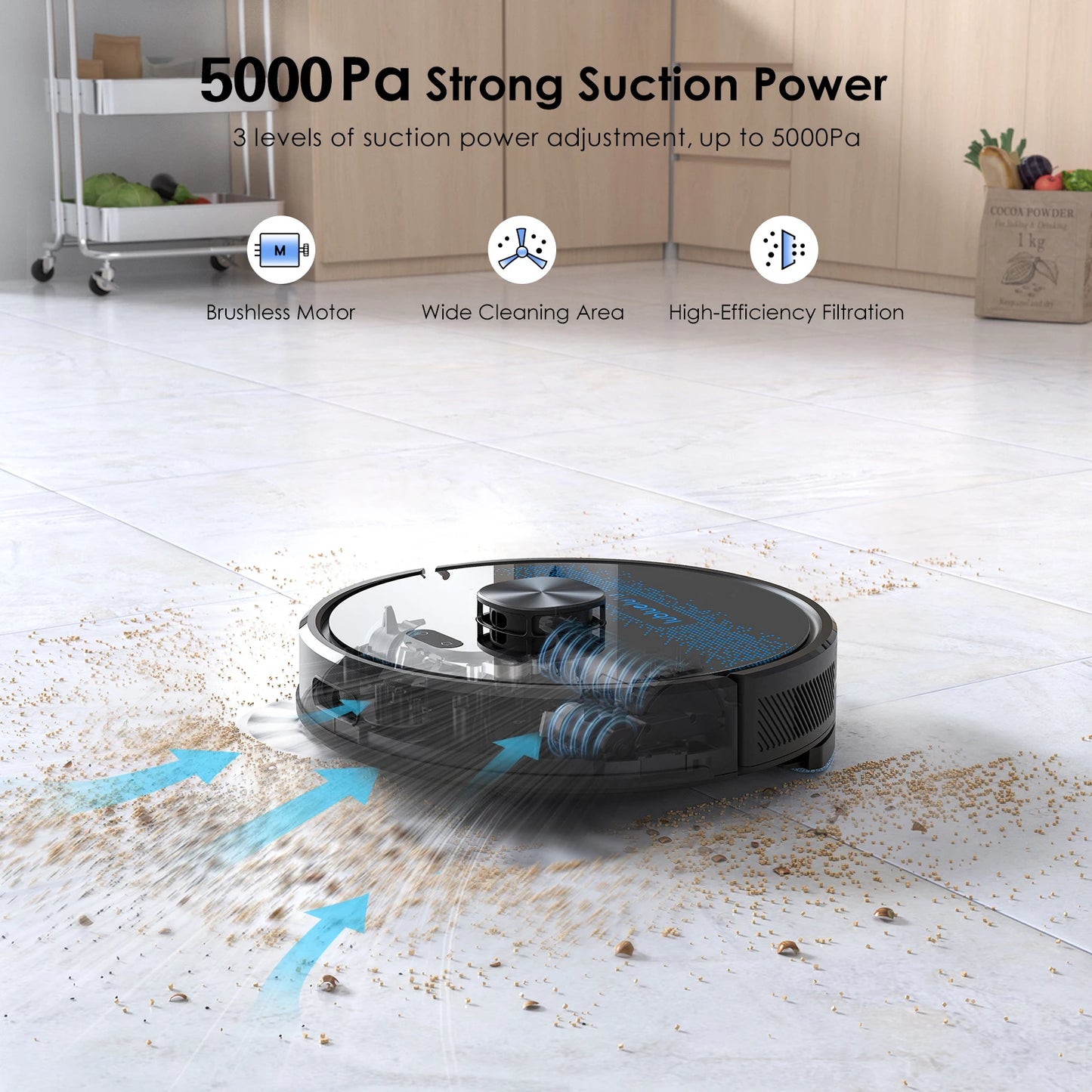 Lubluelu SL60 Ultra 3-in-1 Robot Vacuum Mop, 5000Pa Suction, Tackles Pet Hair