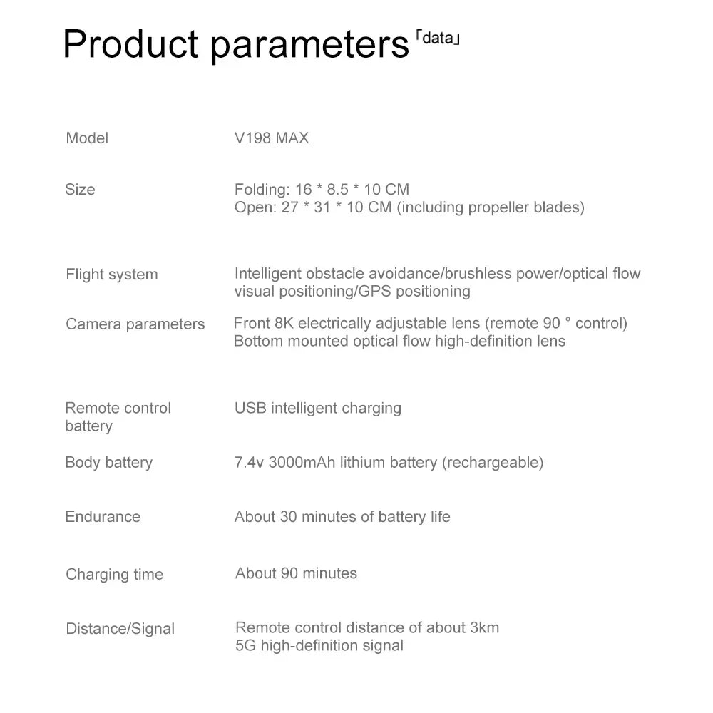Xiaomi V198 GPS MAX 8K HD Camera Drone - 5G WiFi, Laser Barrier Avoidance