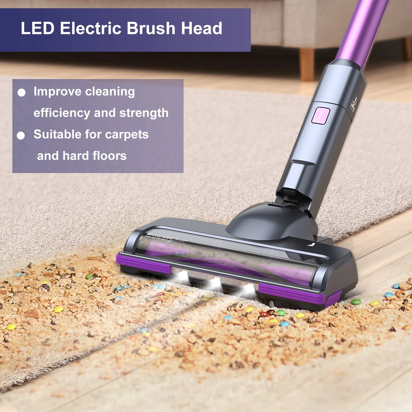 Lubluelu 25000Pa Cordless 6-in-1 Stick Vacuum - Powerful for Home, Carpet & Pet Hair