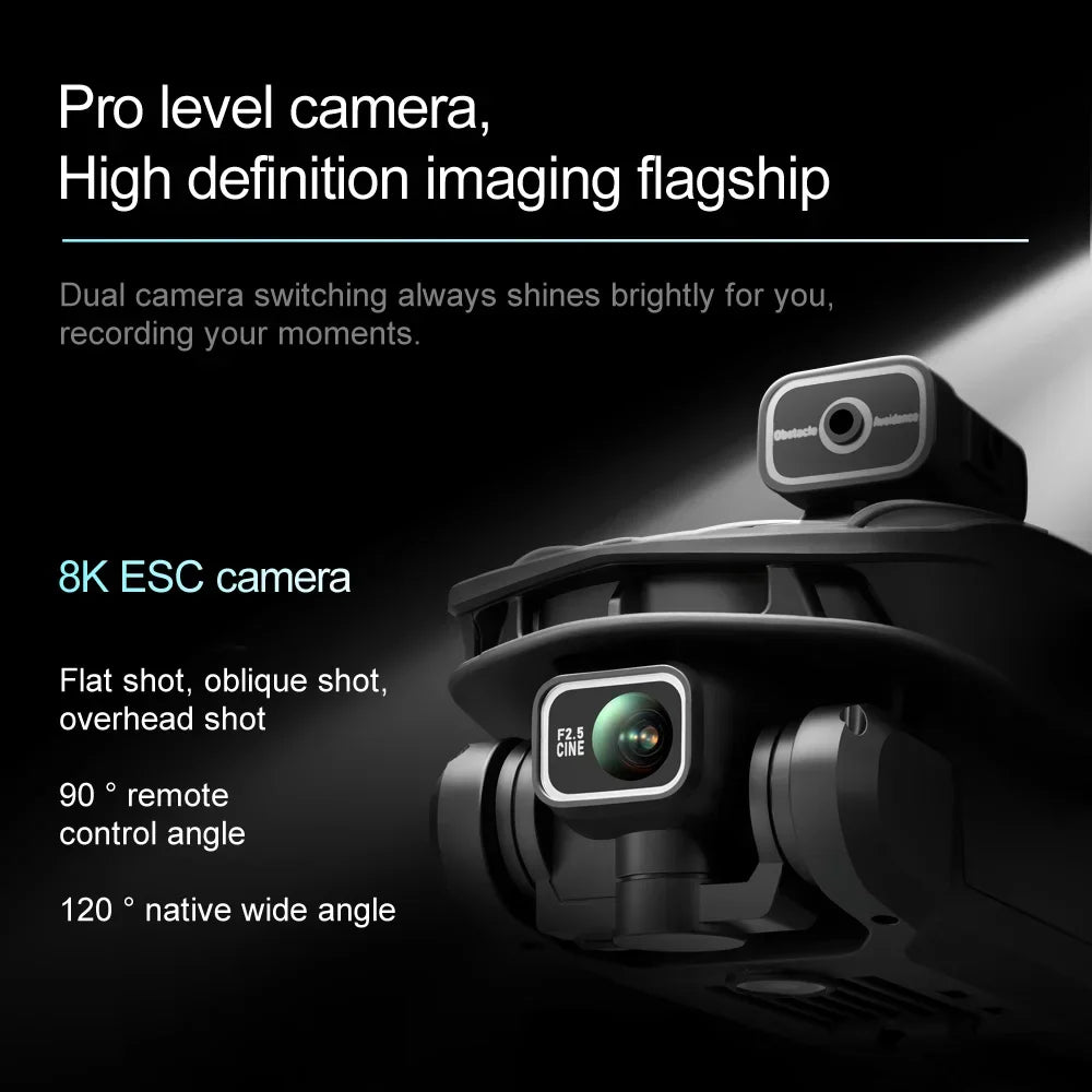 V168 PRO 8K GPS Drone HD Cam FPV 5G WiFi Foldable RC with Obstacle Avoid.