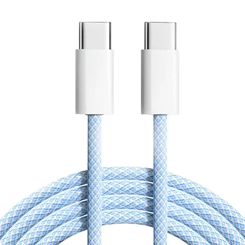 60W PD USB-C Fast charger Cable, 2m Braided, Dual Type-C