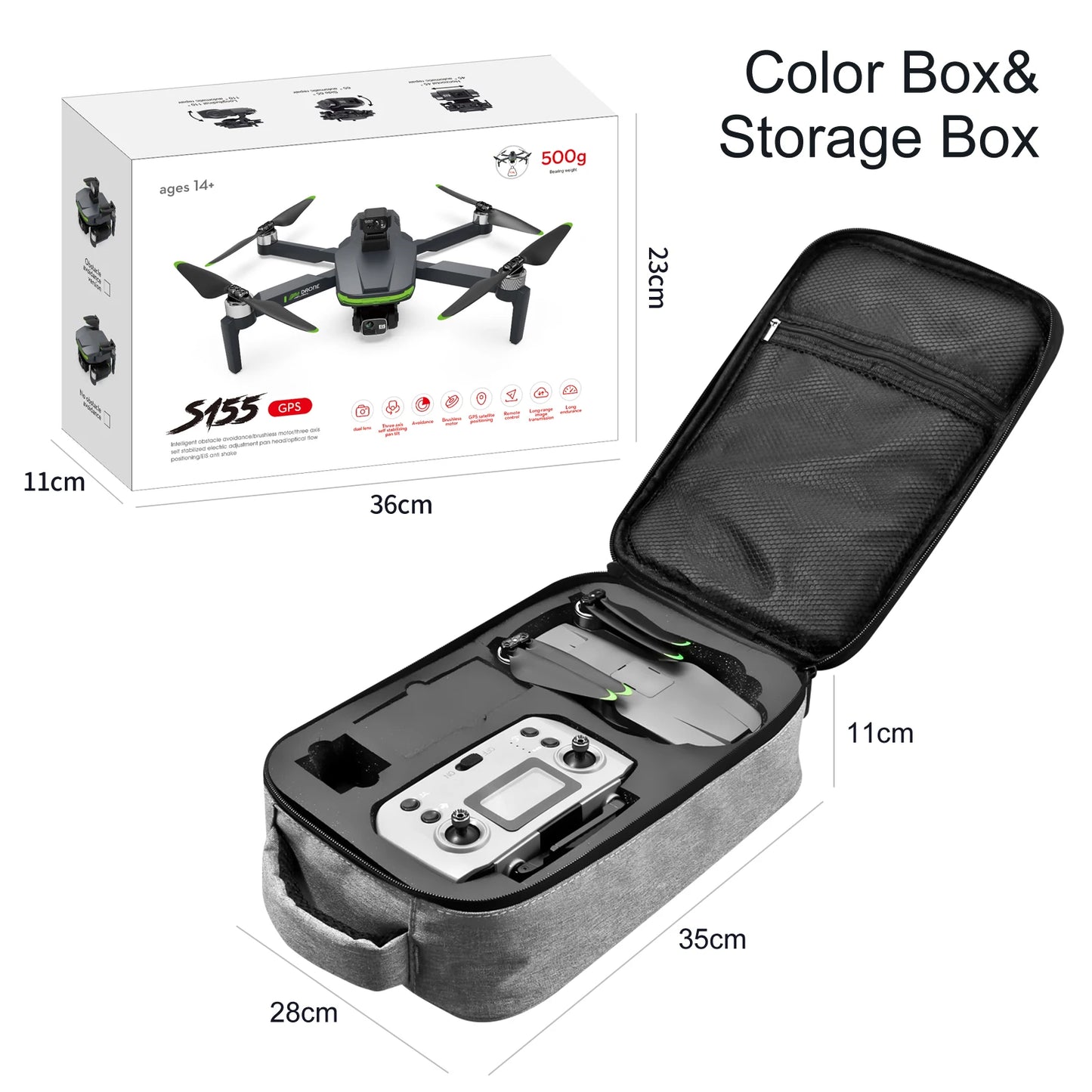 S155 Pro Max Drone 5G GPS 8K HD, 3-Axis Gimbal, 500g Load, 360° Obstacle Avoidance '
