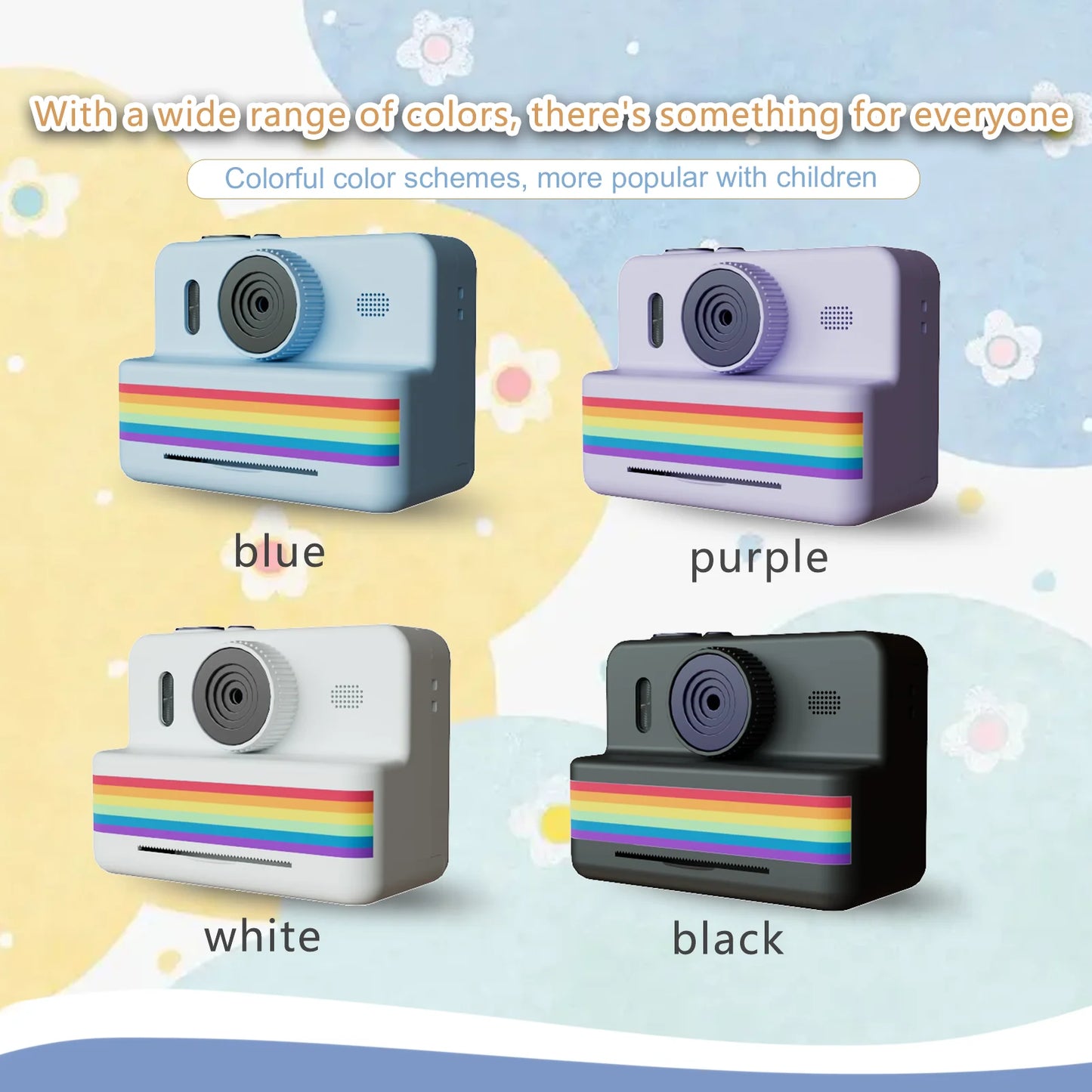 Kids Digital Camera with 2.8" HD, Instant Thermal Print, Mini, Portable