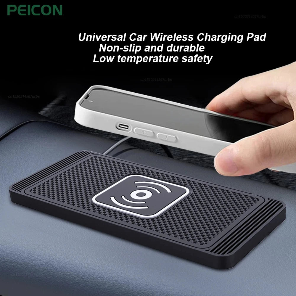 Fast Wireless Car Charger for iPhone 16-12, X & Samsung S24-S23, Silicone Pad