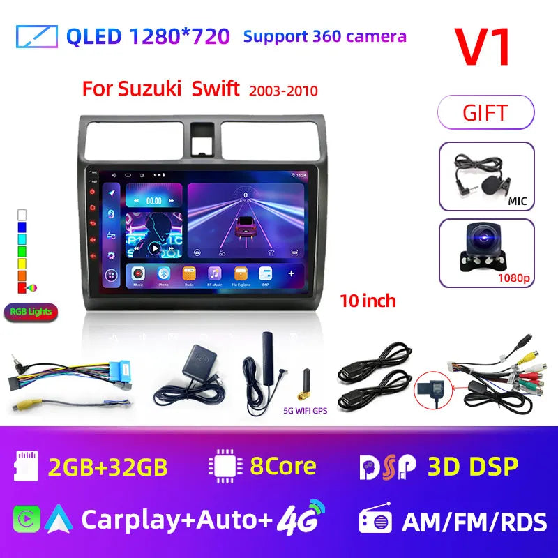 2DIN Android 13 Car Radio for Suzuki Swift 2003-2010, CarPlay GPS DVD Stereo (Copy)