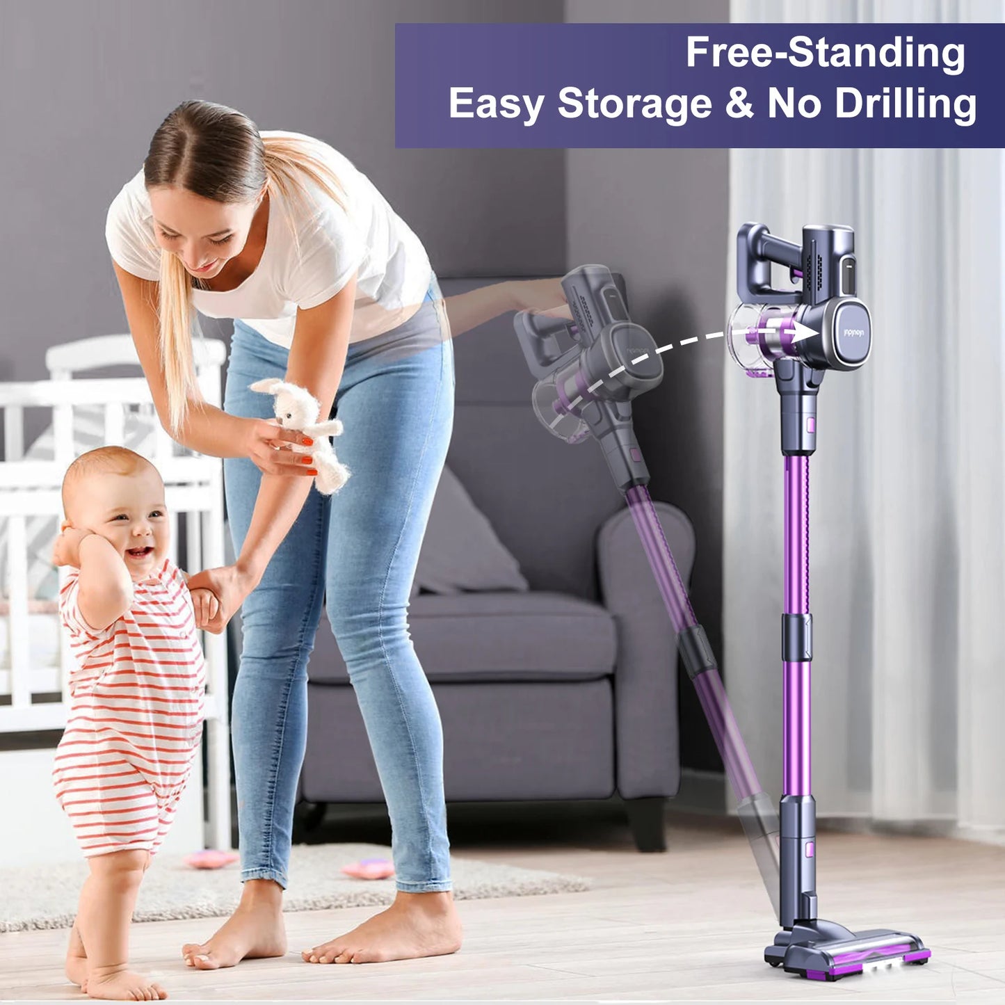 Lubluelu 25000Pa Cordless 6-in-1 Stick Vacuum - Powerful for Home, Carpet & Pet Hair