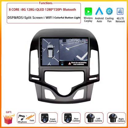 Android 14 Multimedia Car Stereo with DSP, Wi-Fi, and GPS for Hyundai i30 (2006–2011)