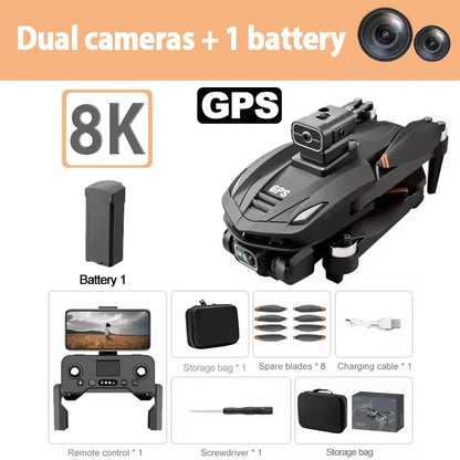 V168 PRO 8K GPS Drone HD Cam FPV 5G WiFi Foldable RC with Obstacle Avoid.