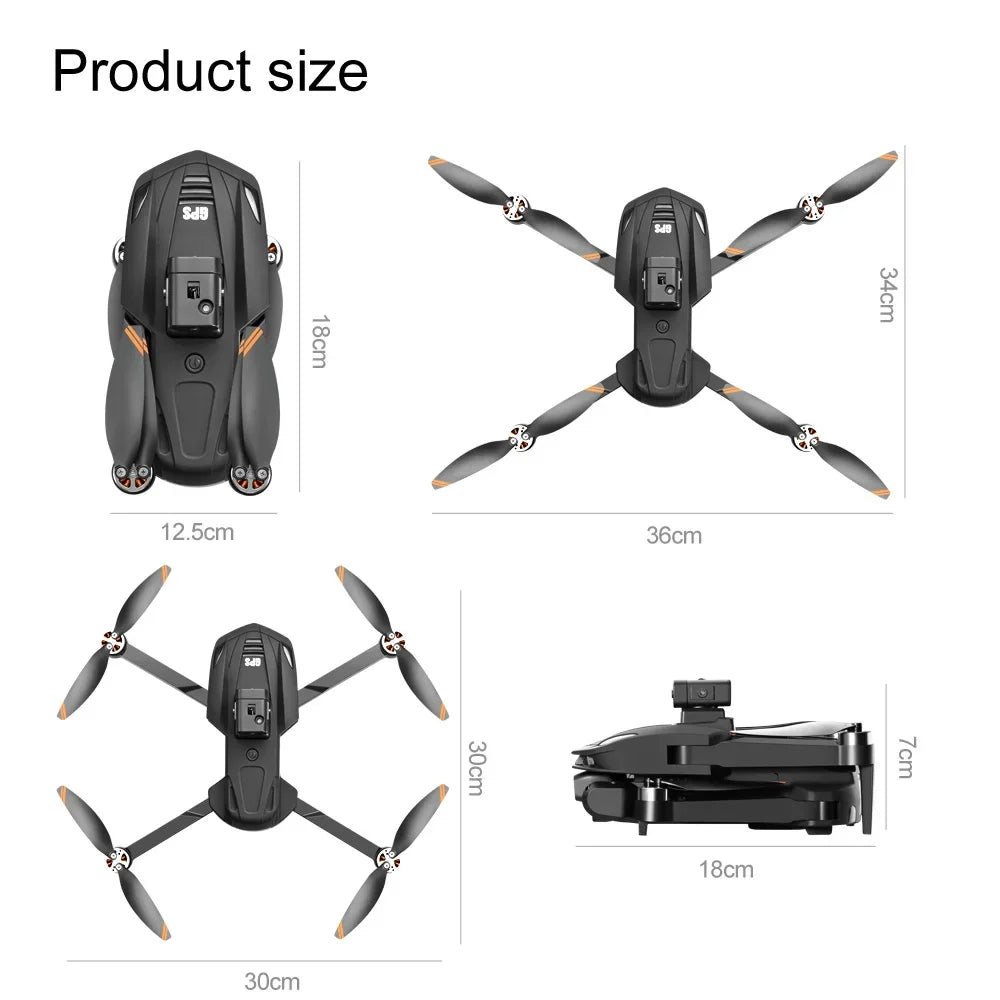 V168 PRO 8K GPS Drone HD Cam FPV 5G WiFi Foldable RC with Obstacle Avoid.