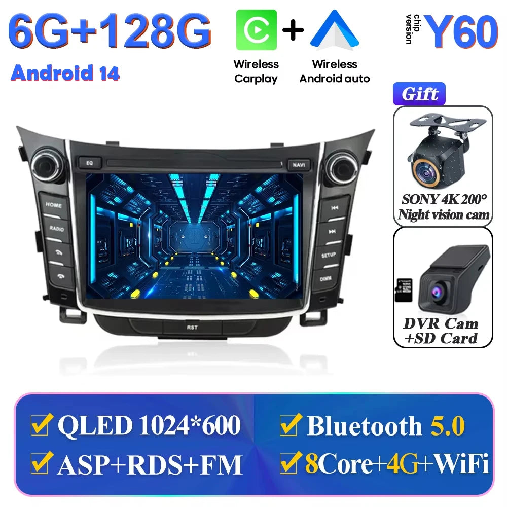 Android Car Stereo for Hyundai I30 Elantra GT 2012-2017, GPS, Carplay