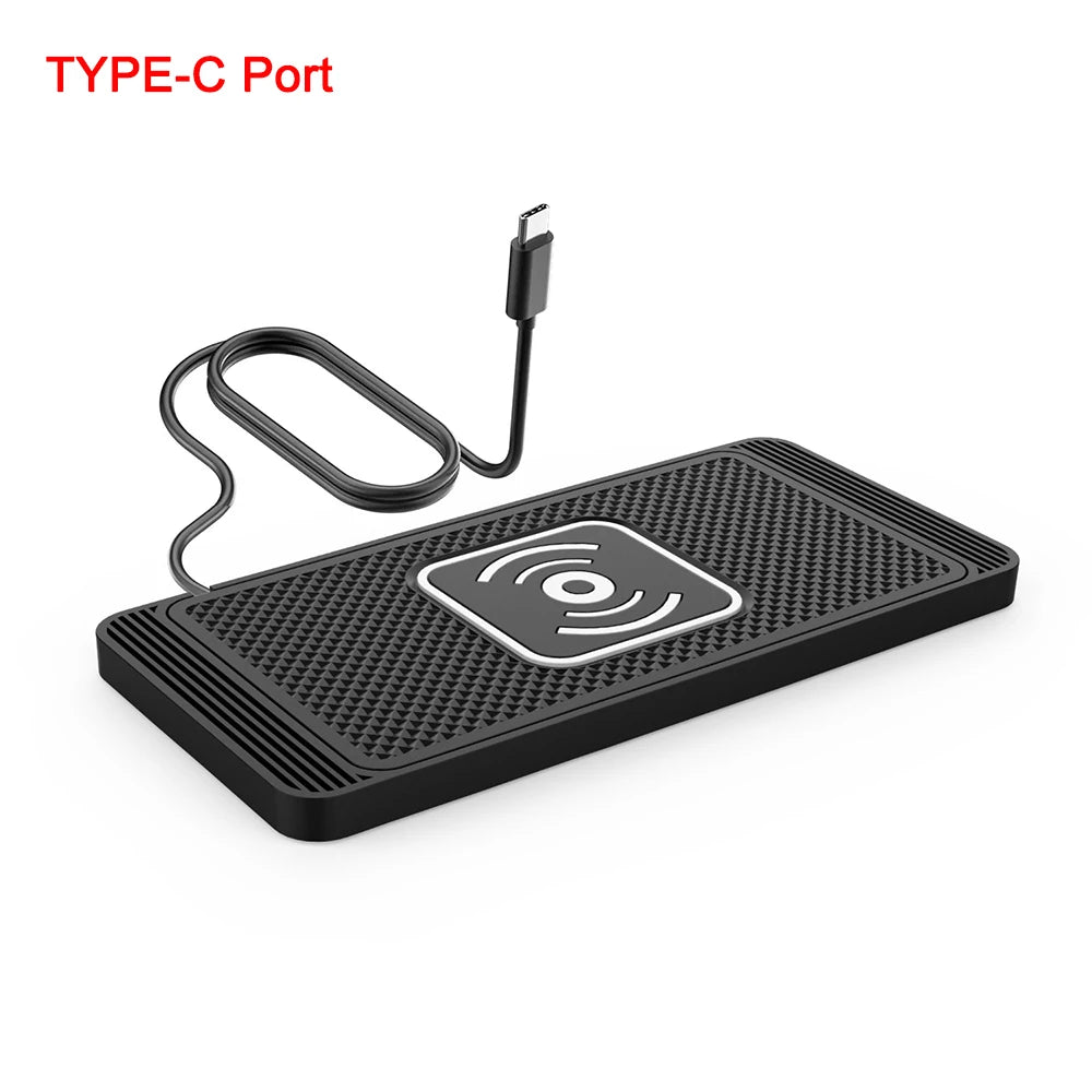 Fast Wireless Car Charger for iPhone 16-12, X & Samsung S24-S23, Silicone Pad