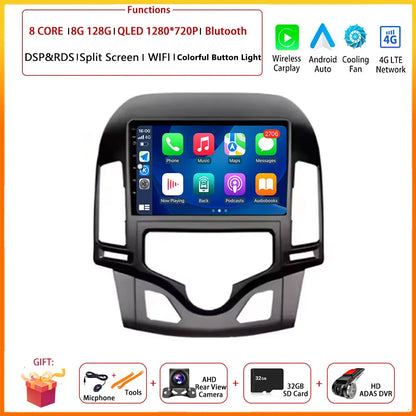 Android 14 Multimedia Car Stereo with DSP, Wi-Fi, and GPS for Hyundai i30 (2006–2011)