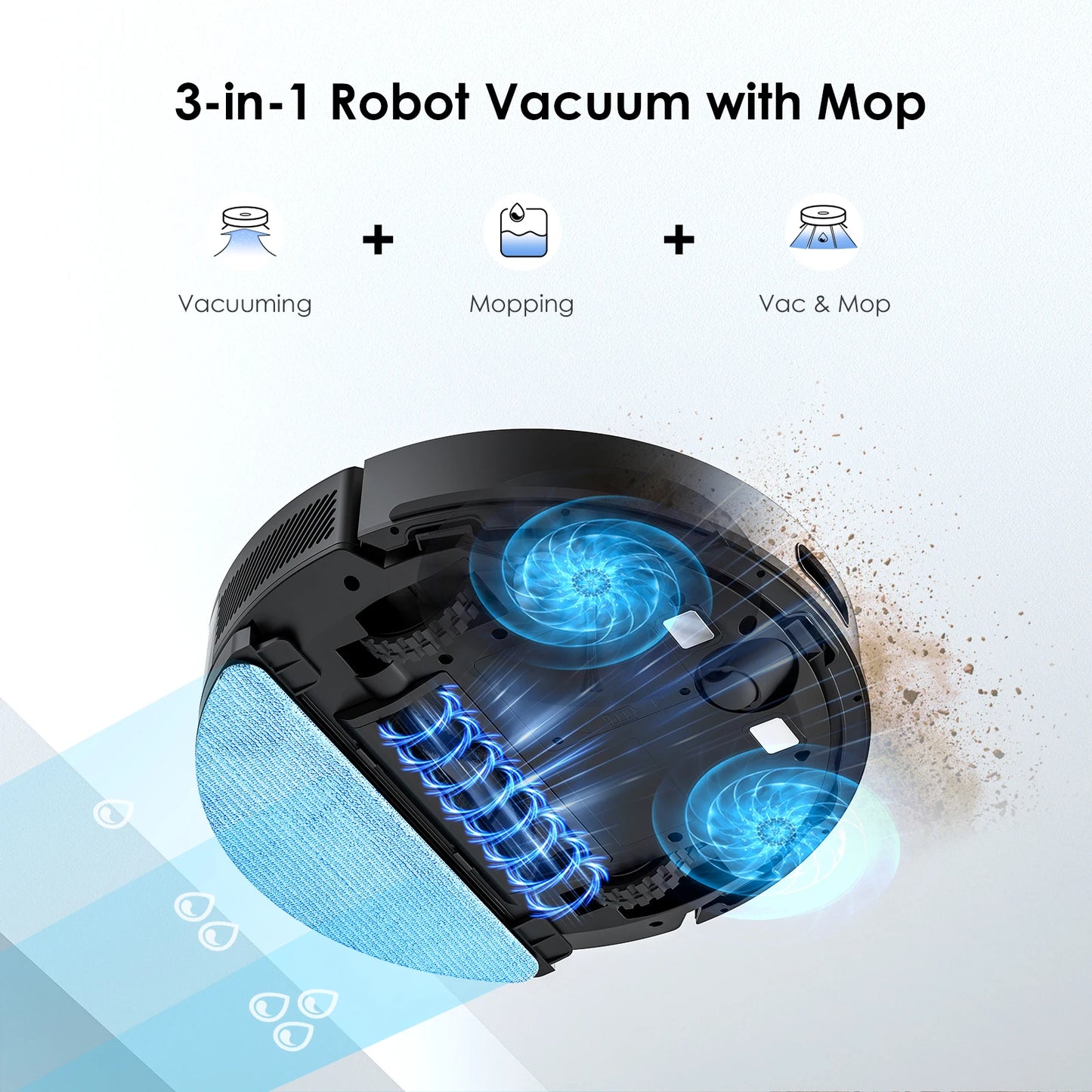Lubluelu SL60 Ultra 3-in-1 Robot Vacuum Mop, 5000Pa Suction, Tackles Pet Hair