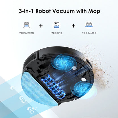 Lubluelu SL60 Ultra 3-in-1 Robot Vacuum Mop, 5000Pa Suction, Tackles Pet Hair